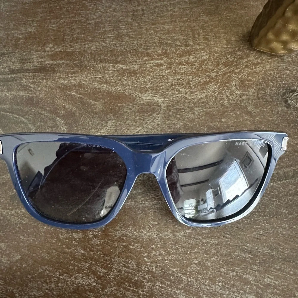 Marc Jacobs Blue Frame Sunglasses with Gold-Textured Accent